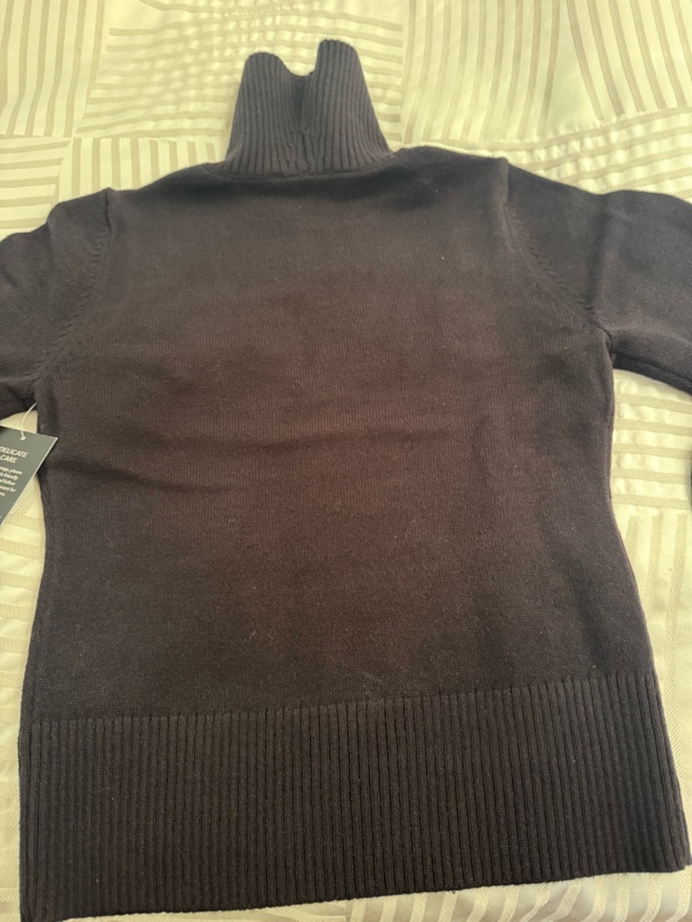 Boston Proper Black Turtleneck Sweater with White Floral Embroidery Size S - Picture 5 of 9